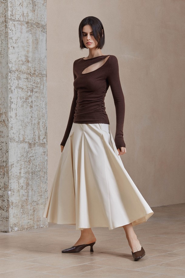 YYIAM - 롱스커트 - YY_Temperament pleated draped skirt