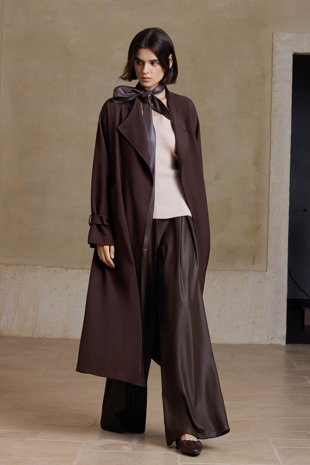 YYIAM - 트렌치코트 - YY_Belted brown trench coat