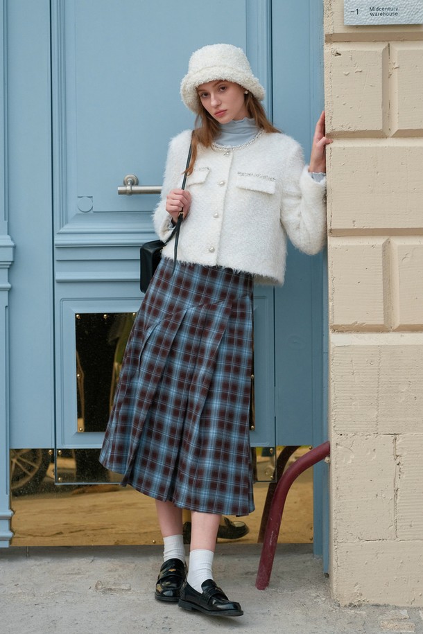 Cest Moidew - 롱스커트 - Cest_Plaid irregular pleated skirt