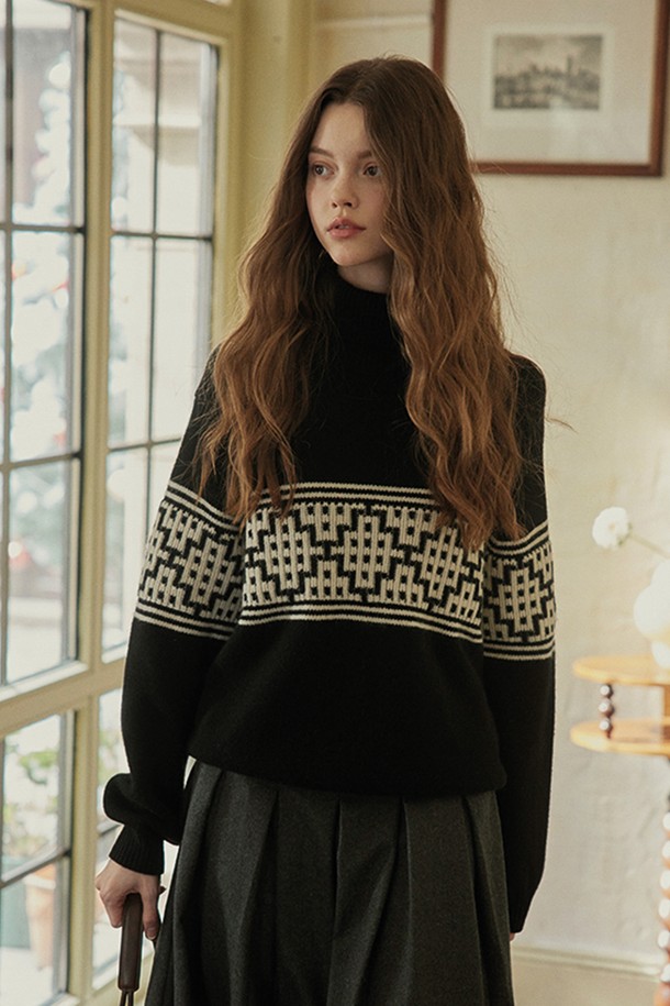 Proud Mary - 스웨터 - PM_Geometric turtleneck knit sweater