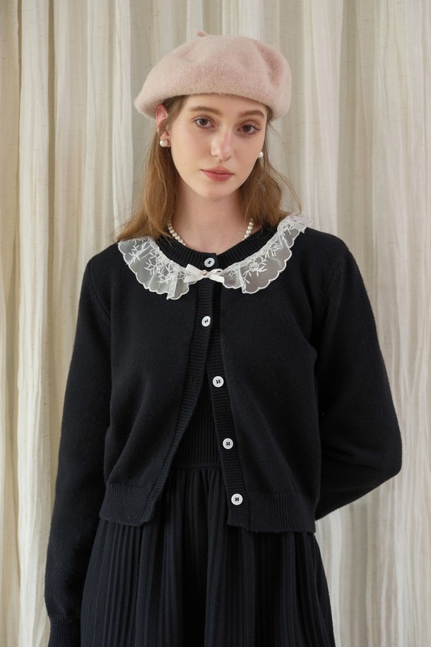 Cest Moidew - 가디건 - Cest_Black bow lace cardigan