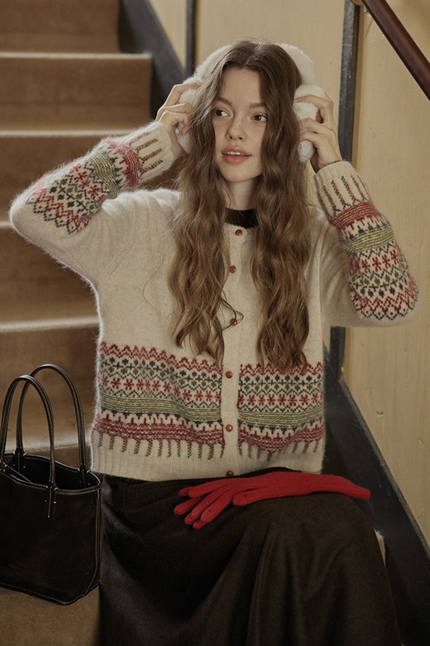 Proud Mary - 가디건 - PM_Winter fair isle cardigan_IVORY