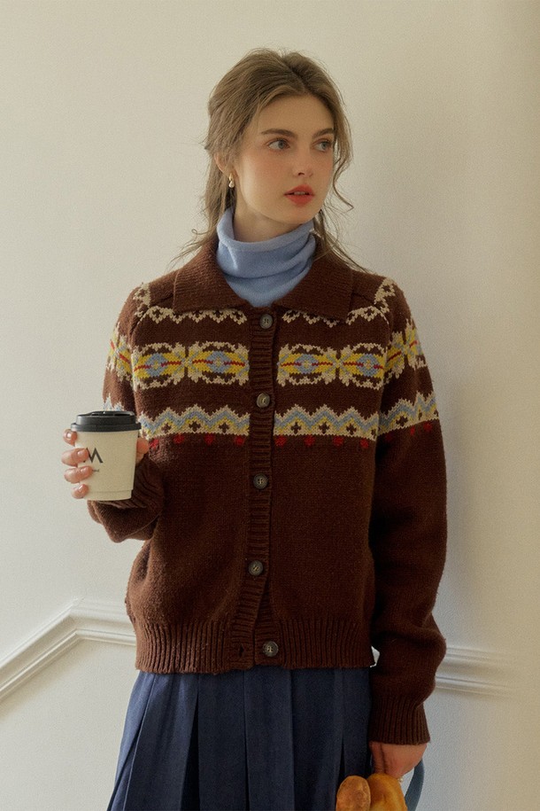 Simple Retro - 가디건 - SR_Vintage fair isle knit cardigan