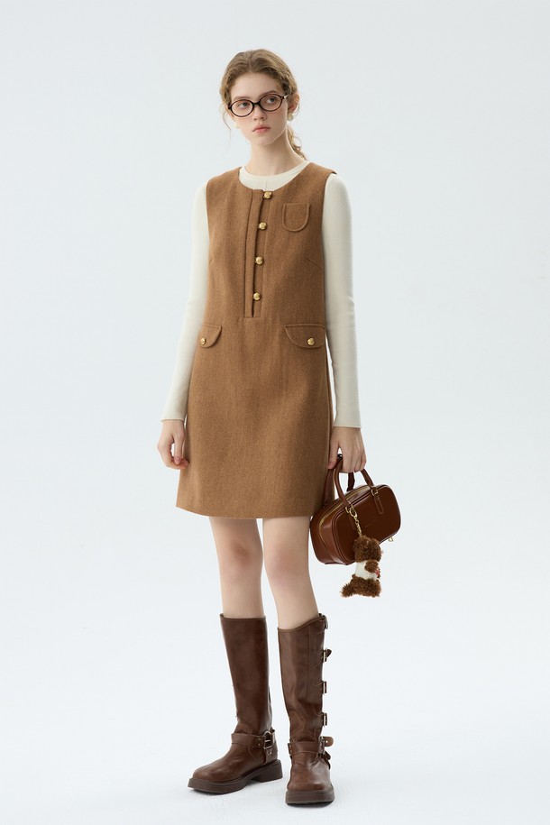 WE'DEE - 민소매 원피스 - WD_Wool round neck sleeveless dress