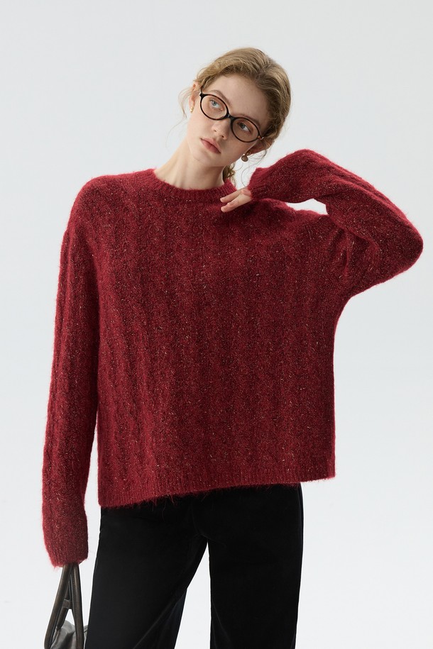 WE'DEE - 스웨터 - WD_Red cable pullover sweater