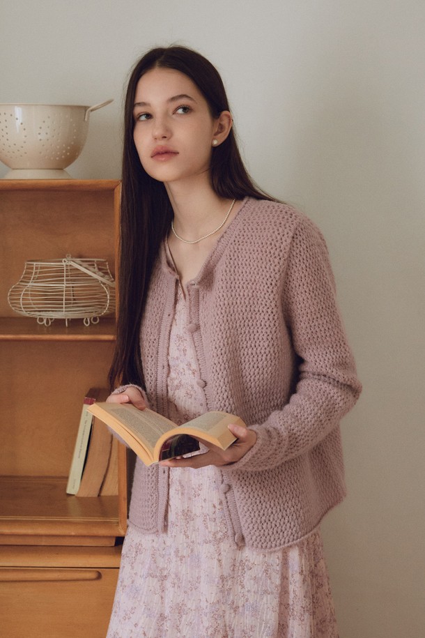 itte - 가디건 - IT_Autumn pink knitted cardigan