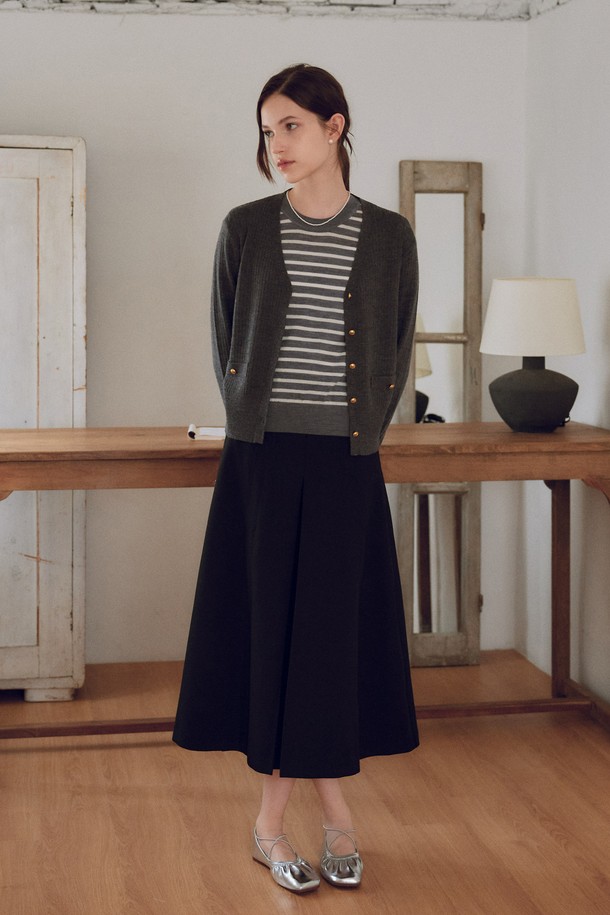 itte - 롱스커트 - IT_Solid color tuck skirt_2color