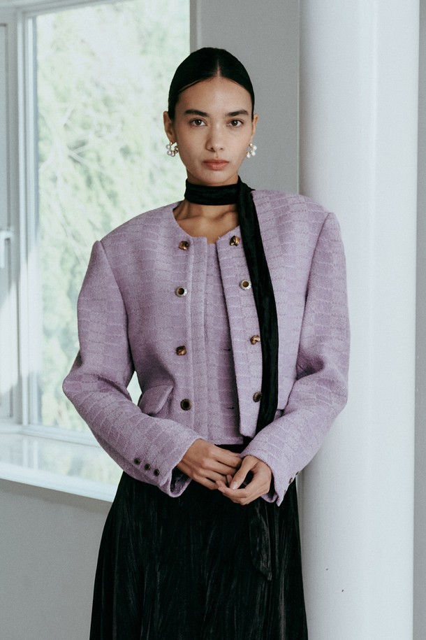 itte - 자켓 - IT_Purple classic crop jacket