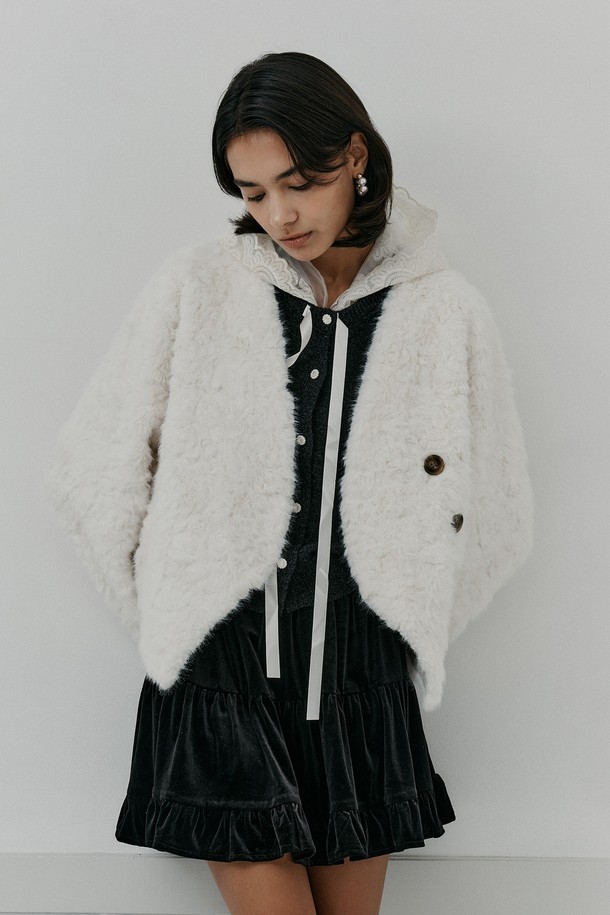 itte - 점퍼 - IT_Winter v-neck fur jacket_IVORY