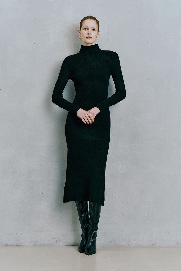 itte - 긴소매 원피스 - IT_Turtleneck long slim knit dress