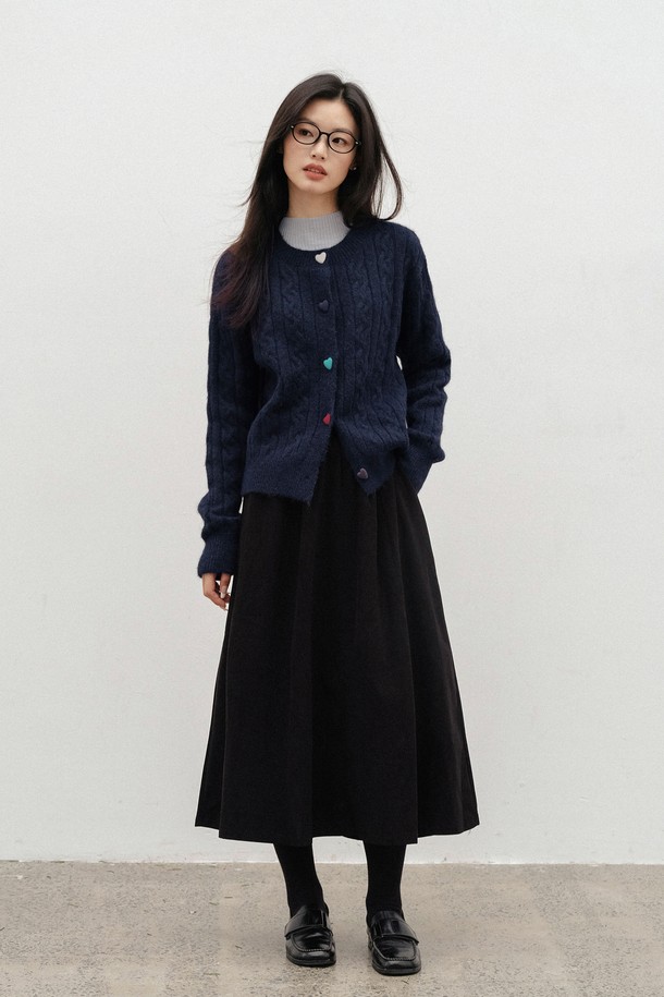 LANGSON - 롱스커트 - LS_Corduroy flared banding skirt_2color