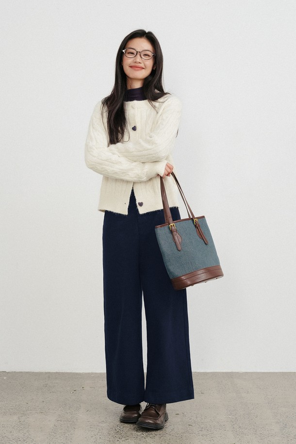 LANGSON - 롱/미디팬츠 - LS_High-waist semi loose pants_3color