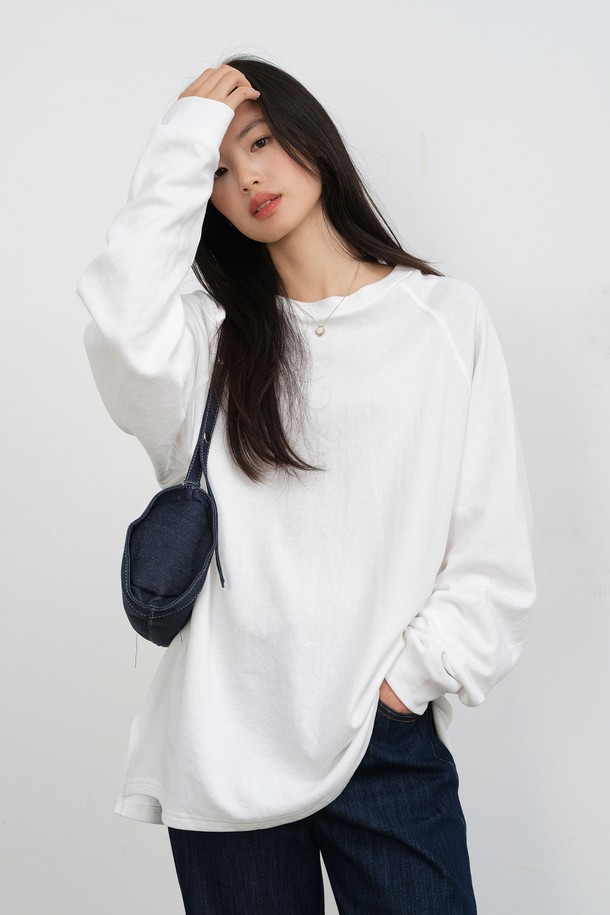 LANGSON - 긴소매 티셔츠 - LS_Basic white long sleeve top