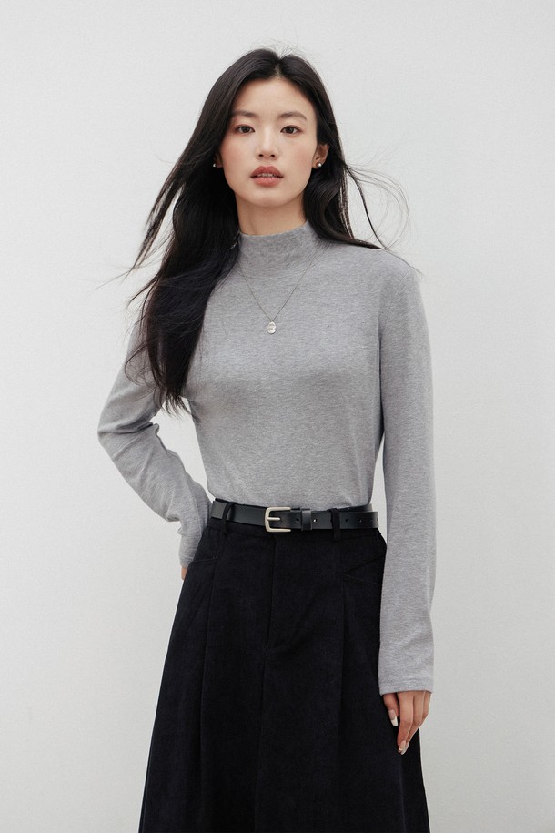 LANGSON - 터틀넥 - LS_Half-turtleneck slim knit top_4color