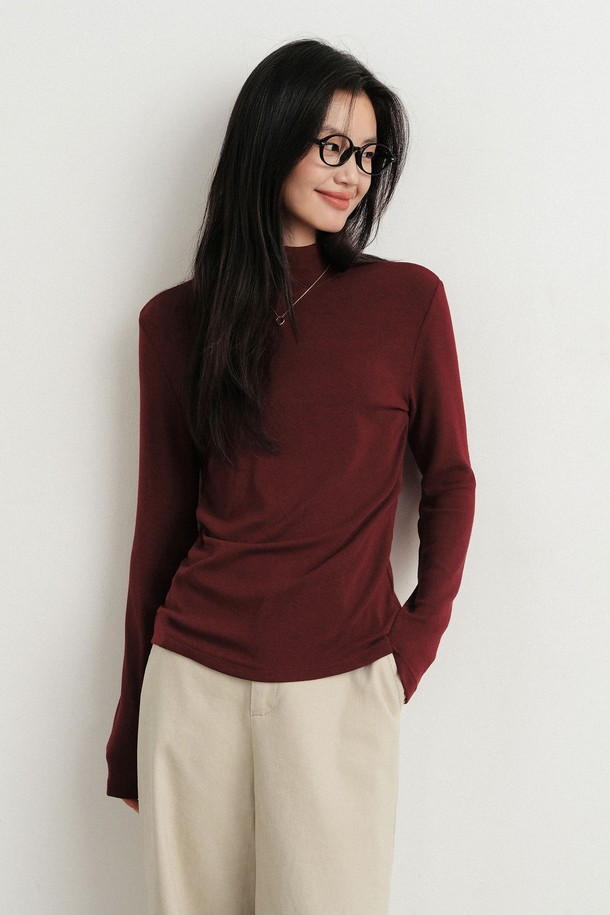 LANGSON - 터틀넥 - LS_Half-turtleneck slim knit top_4color