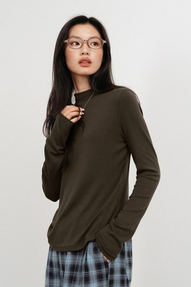 LANGSON - 터틀넥 - LS_Semi turtleneck slim knit top_4color