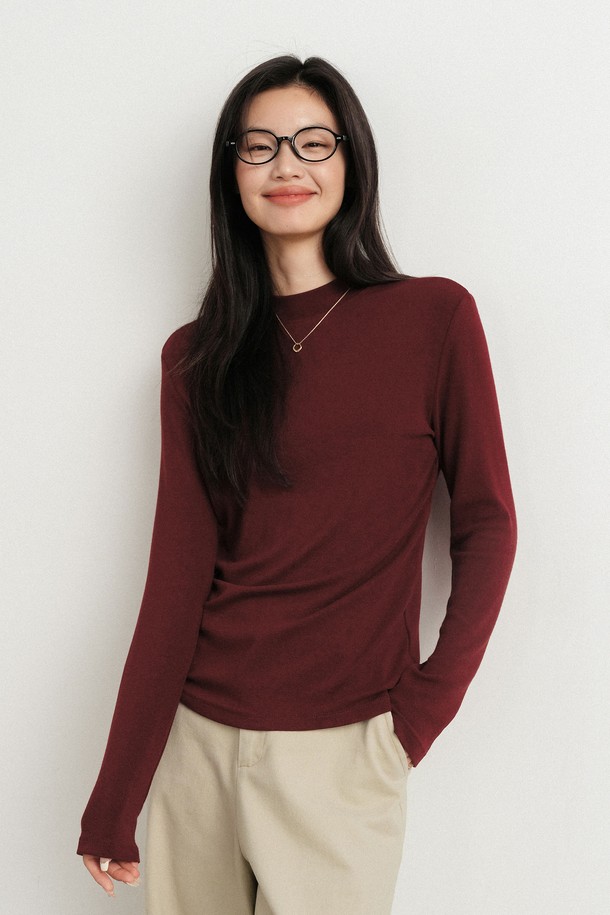 LANGSON - 터틀넥 - LS_Semi turtleneck slim knit top_4color