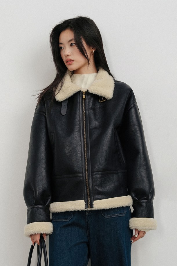 LANGSON - 레더 자켓 - LS_Fur leather mustang jacket