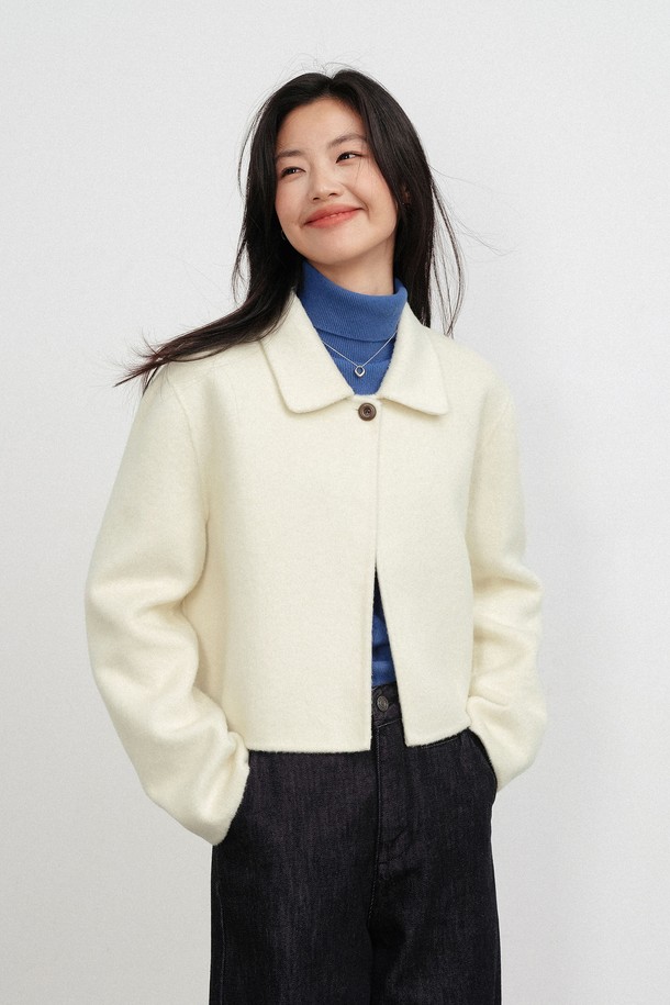 LANGSON - 자켓 - LS_Ivory cropped wool jacket