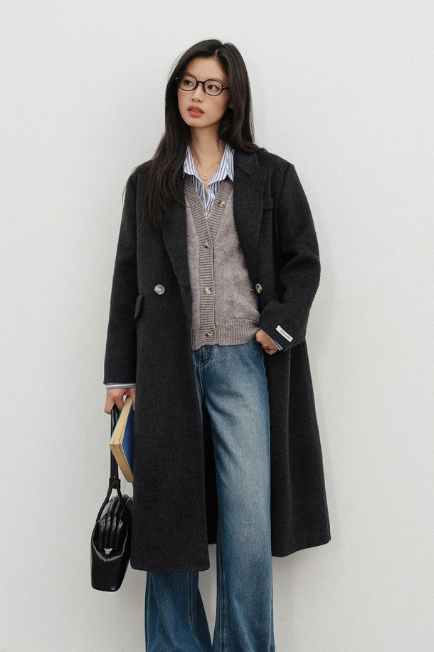 LANGSON - 코트 - LS_Classic black wool coat