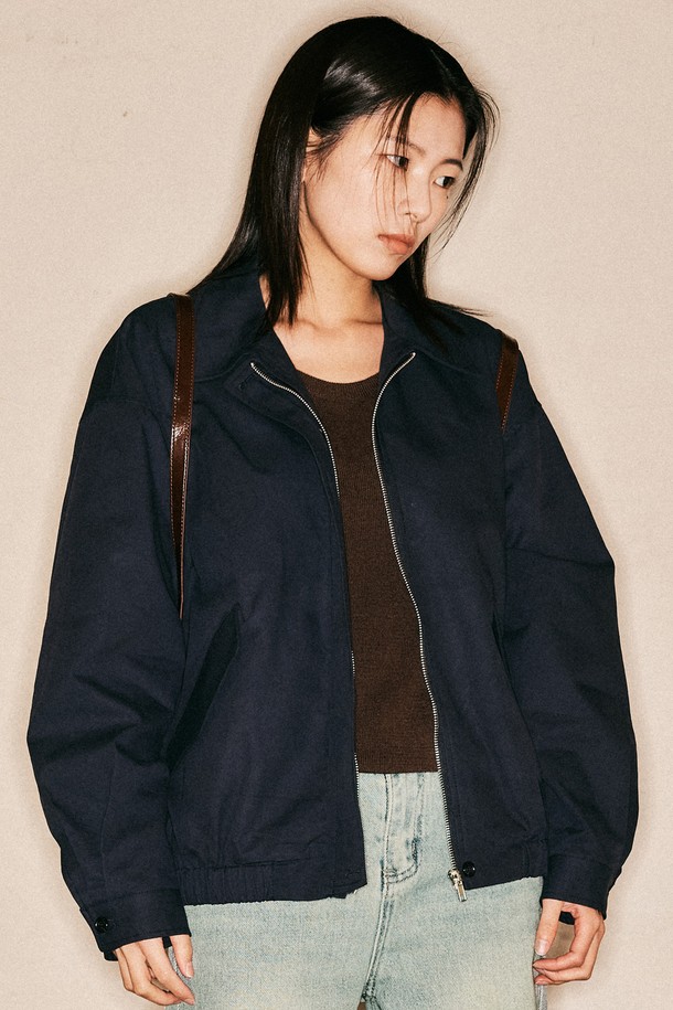 Aei&Rei - 자켓 - AR_Soft Cotton Collar Blouson jacket_NAVY