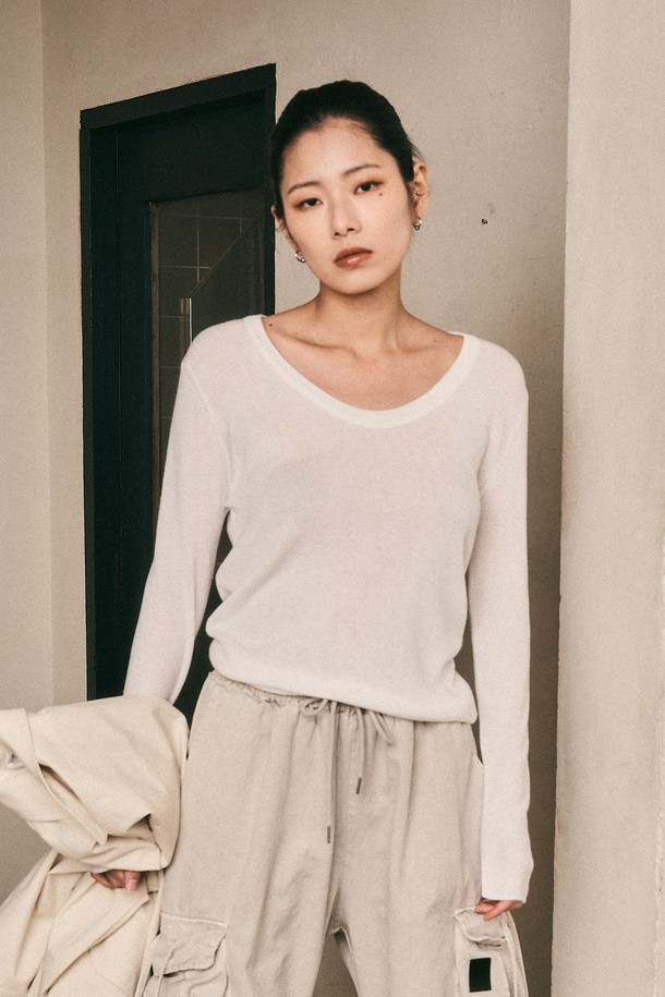 Aei&Rei - 스웨터 - AR_Basic u-neck knit top_4color