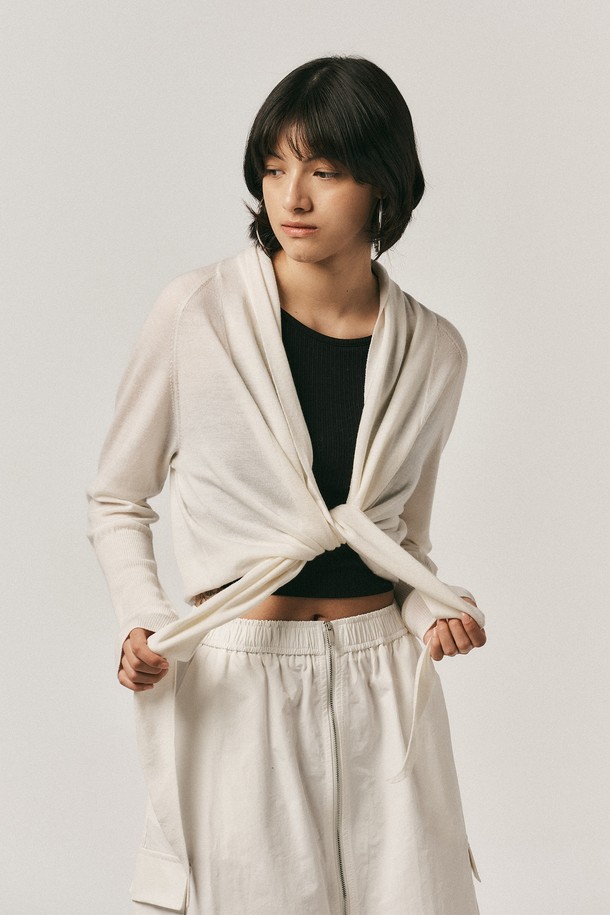 Aei&Rei - 가디건 - AR_Wrap collarless cardigan_3color