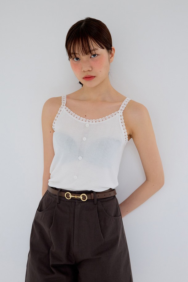 Aei&Rei - 민소매티셔츠 - AR_Buckle knit camisole_WHITE