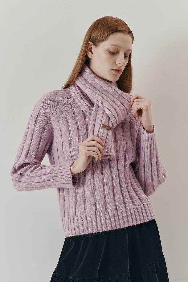 WE'DEE - 스웨터 - WD_Winter muffler and knit set_PURPLE