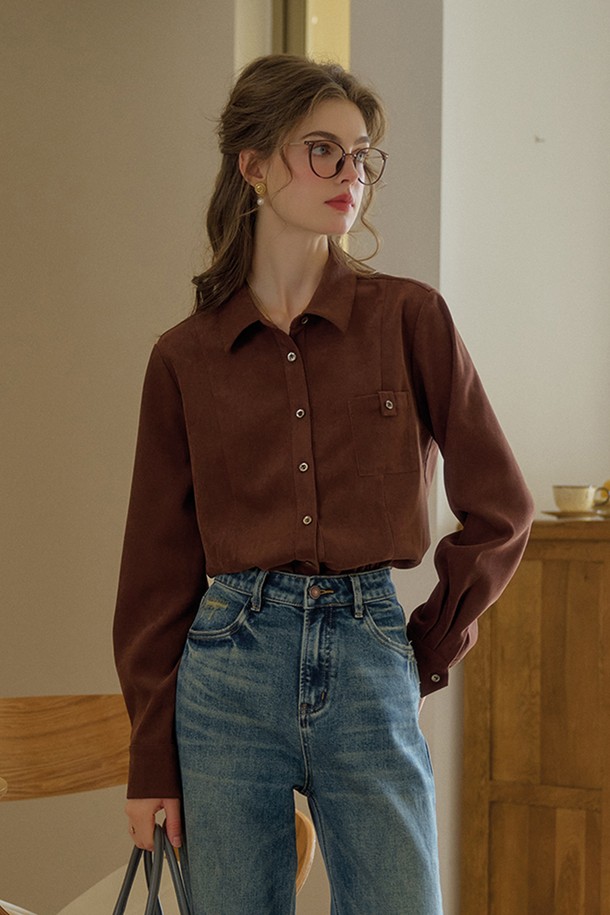 Simple Retro - 셔츠 - SR_Vintage pocket corduroy shirt