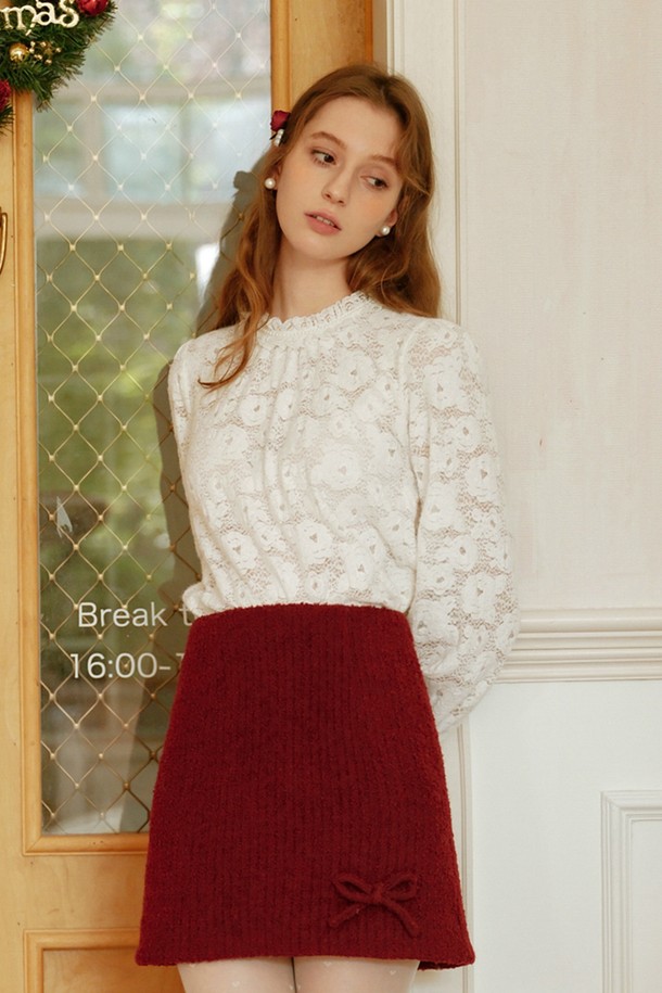 Cest Moidew - 긴소매 티셔츠 - Cest_Pearl lace collar long sleeve top