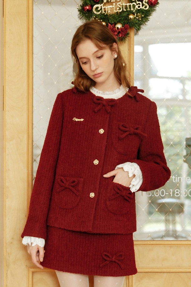 Cest Moidew - 자켓 - Cest_Holiday red ribbon wool jacket