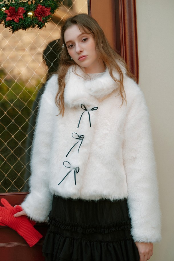 Cest Moidew - 점퍼 - Cest_Soft fur ribbon point jacket