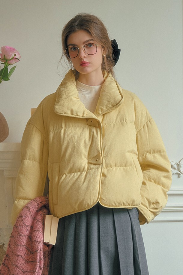 Simple Retro - 패딩 - SR_Cropped duck down jacket_YELLOW