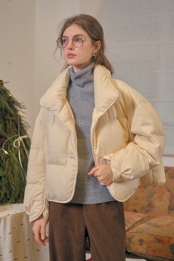 Simple Retro - 패딩 - SR_Cropped duck down jacket_IVORY