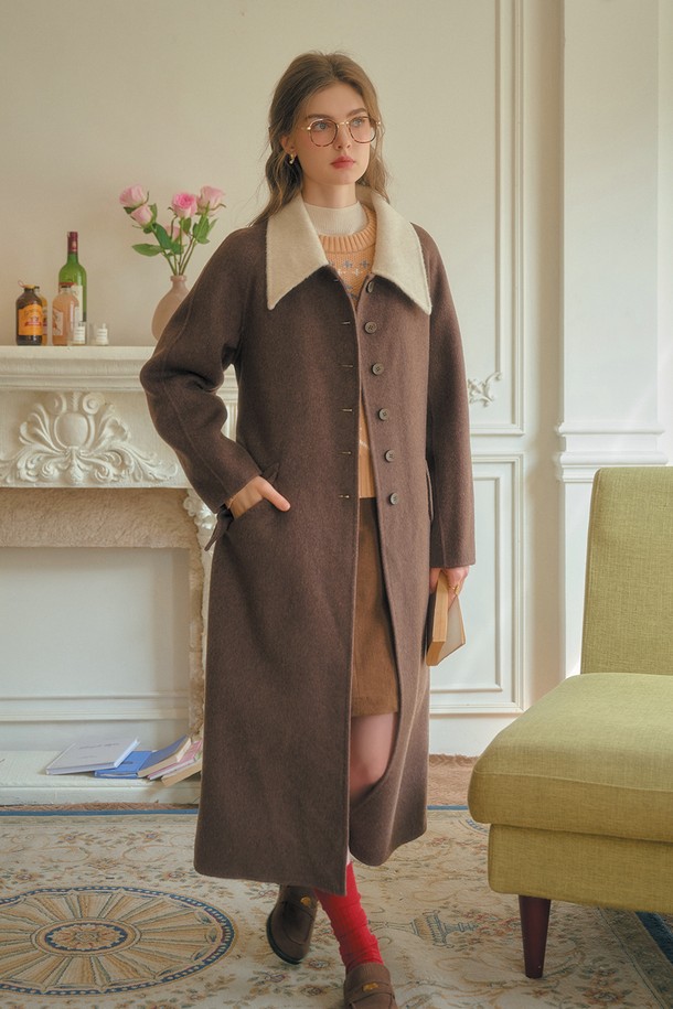 Simple Retro - 코트 - SR_Contrast-colored collar wool coat