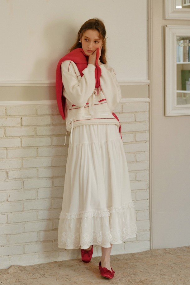 Cest Moidew - 롱스커트 - Cest_Ruffle lace banding skirt