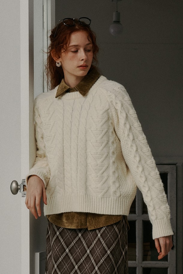 Proud Mary - 스웨터 - PM_Pattern knit top_IVORY