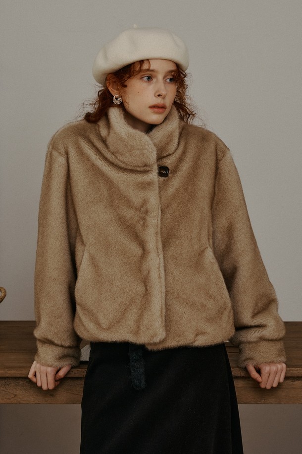 Proud Mary - 자켓 - PM_High neck fur jacket_BEIGE