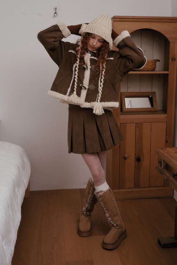 DUNDROP - 미니스커트 - DD_Lovely winter skirt_DARK BEIGE