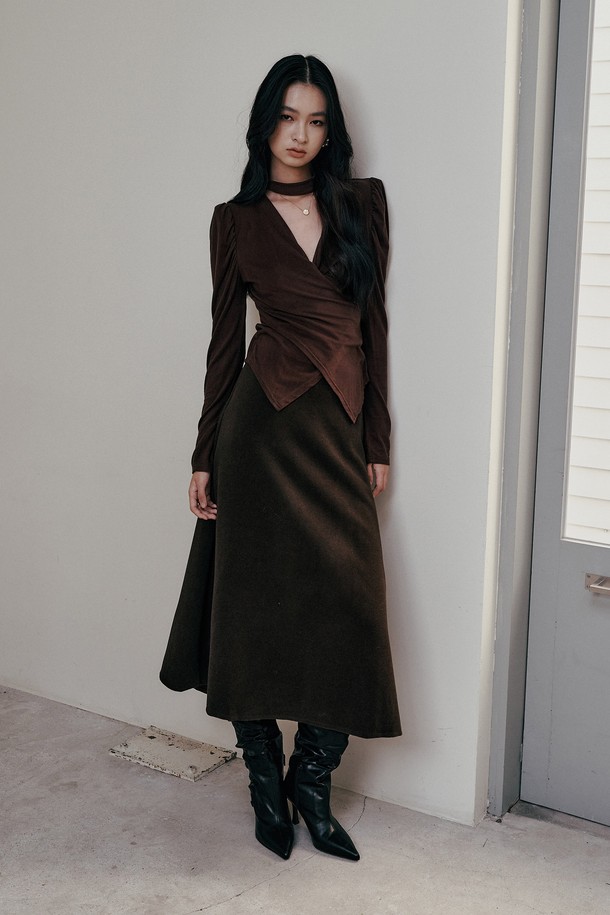 itte - 롱스커트 - IT_Winter solid color skirt_BROWN