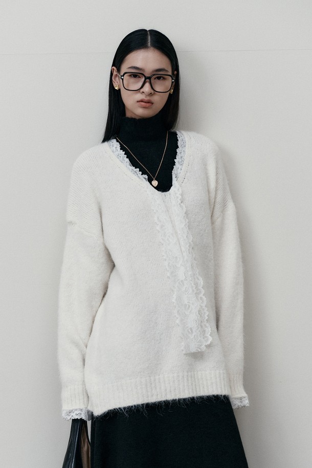 PIASTUDIO - 스웨터 - BA_Ribbon loose knit top_IVORY