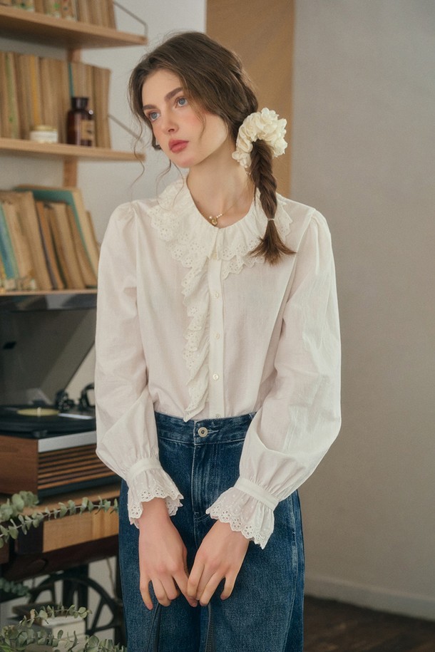 Simple Retro - 블라우스 - SR_Lace neck gentle blouse