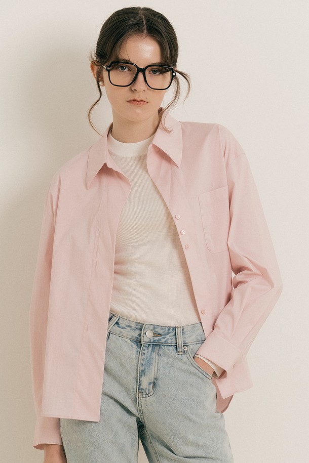 WE'DEE - 셔츠 - WD_Drop shoulder sleeve shirt_PINK