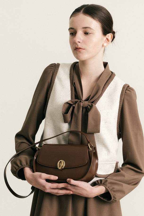 WE'DEE - 토트백 - WD_Leather saddle handbag_BROWN