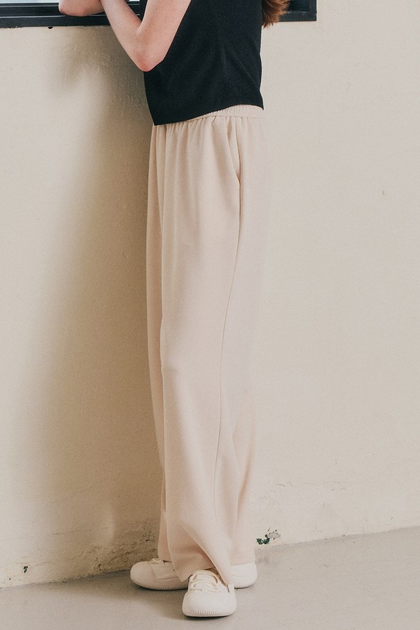 WE'DEE - 롱/미디팬츠 - WD_Draped casual straight pants_IVORY