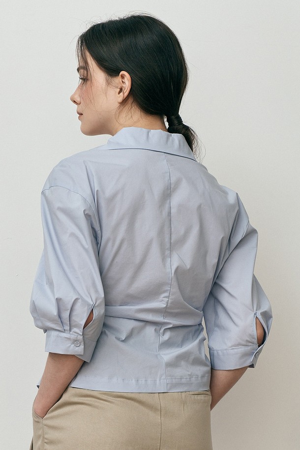 WE'DEE - 셔츠 - WD_Asymmetric button shirt_BLUE