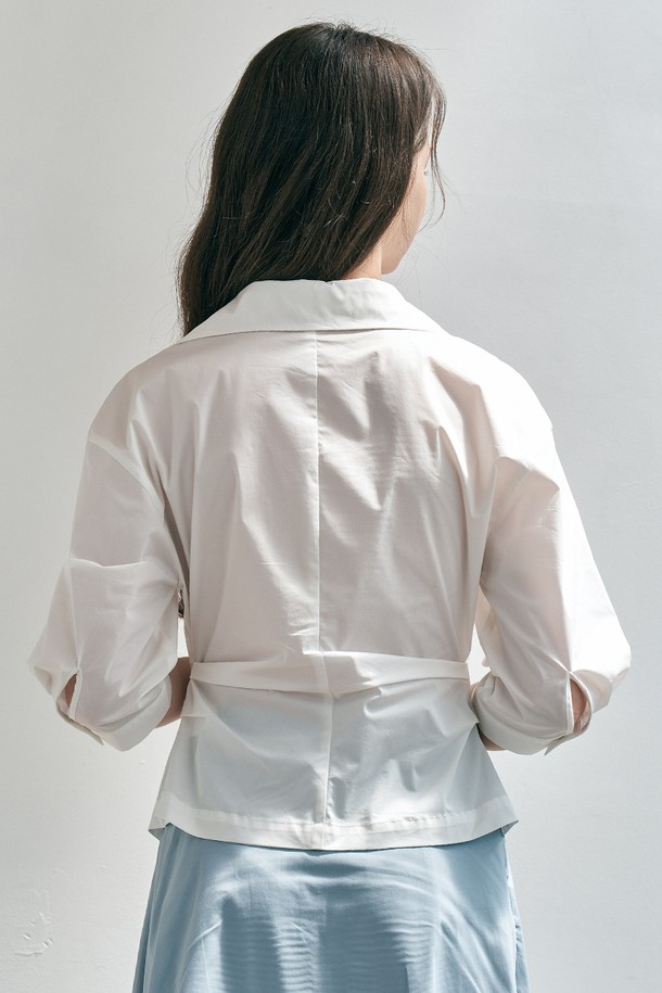 WE'DEE - 셔츠 - WD_Asymmetric button shirt_WHITE