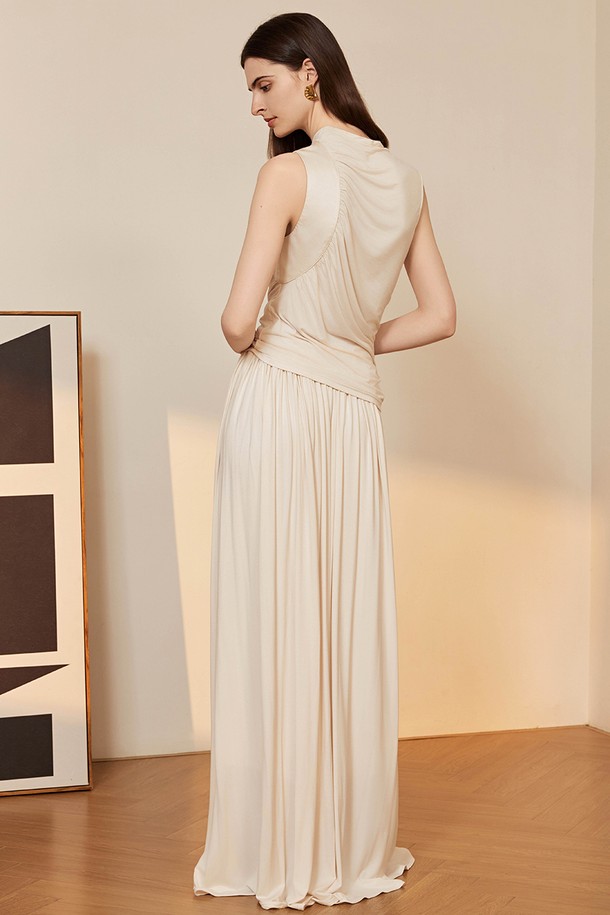 YYIAM - 롱스커트 - YY_Pleated long skirt_LIGHT BEIGE