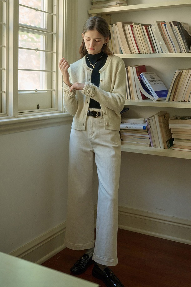 Simple Retro - 가디건 - SR_Flower crochet wool cardigan